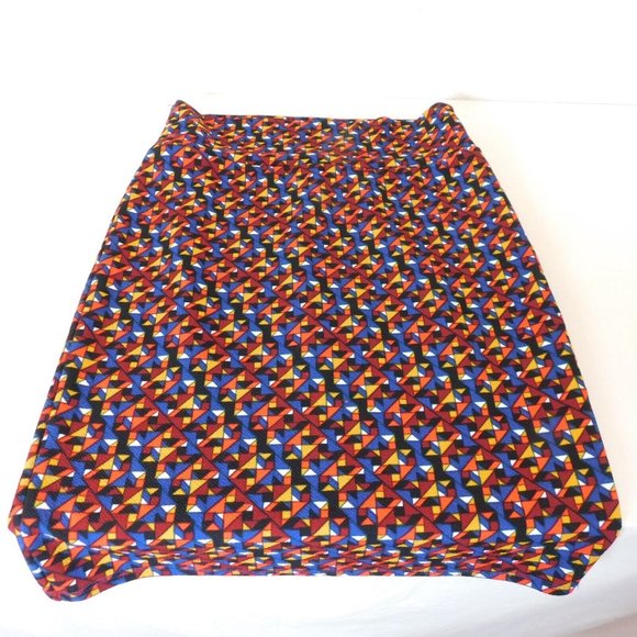 LuLaRoe Dresses & Skirts - LuLaRoe Multi-Color Geometric Cassie Skirt Size Medium Stretch Blue Red Black